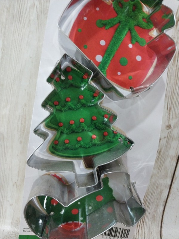New! Set of 3 Christmas Metal Cookie Cutters Baking Holiday Stocking Gift Tree gallery