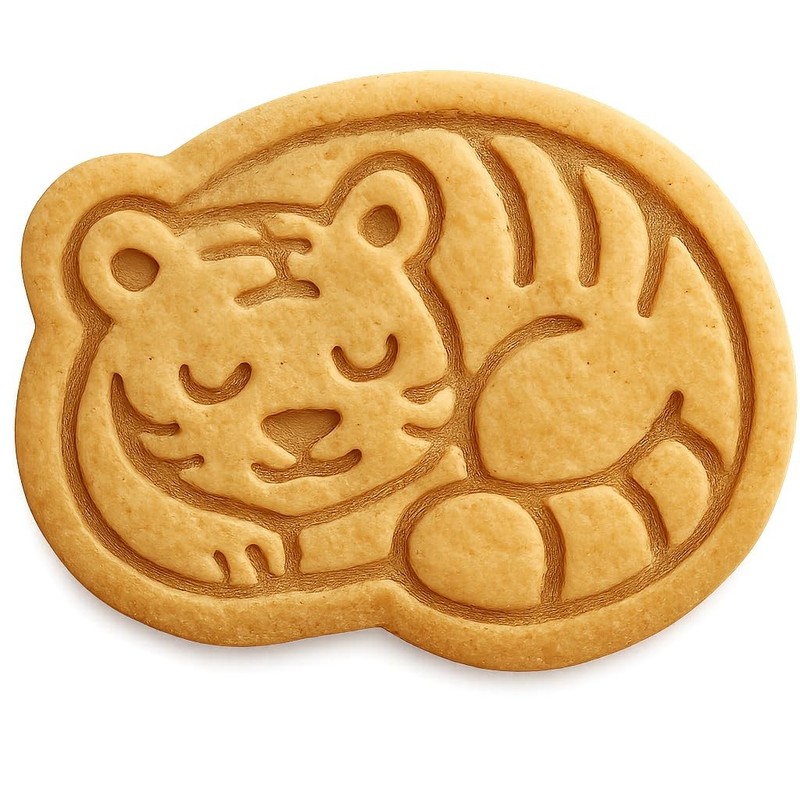 Sleeping Tiger Cookie Cutter & Stamp - 4x3.3 Fun Kitchen Baking gallery
