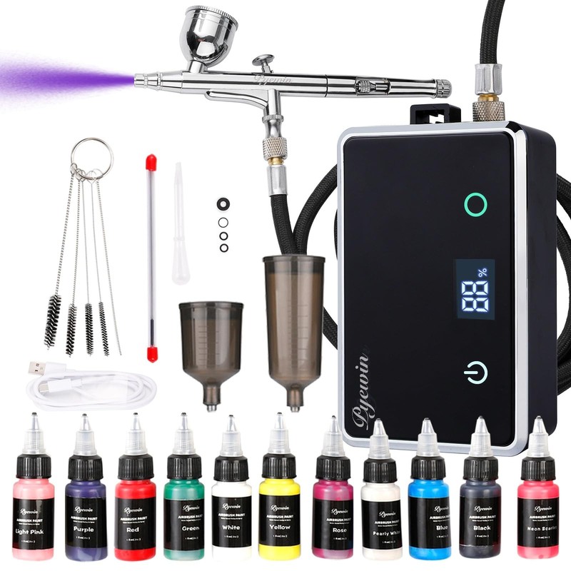 32PSI Cordless Airbrush Kit with Compressor - With Paint Set