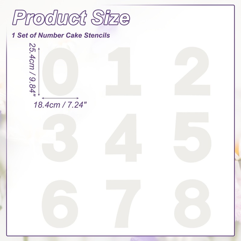 0-8 Number Cake Stencils Template, 10 Inch Cake Baking Templates,White gallery