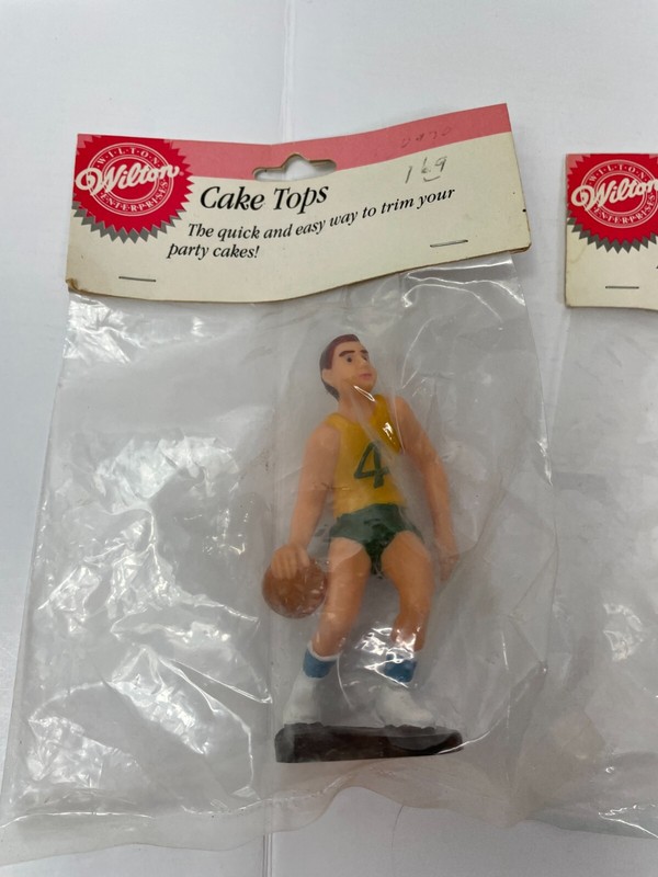 Vintage 1987 Wilton Basketball Player Cake Topper Decorations (4") Lot of 3 gallery