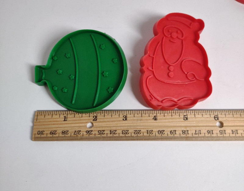Vintage Red Plastic Christmas Cookie Cutters Lot of 8 Unbranded Santa Bear Angel gallery