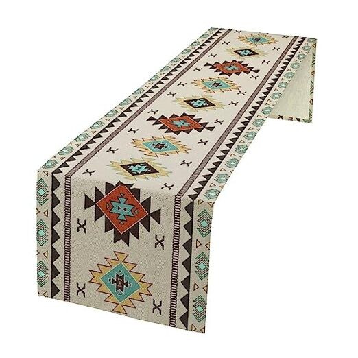 Aztec Southwest Table Runner,Ethnic Style Design Geometric 13x36inch Aztec-4