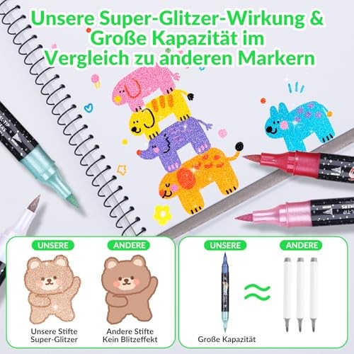 Glitter Effect Brush Markers Pens,72 Colors Dual Tip Glitter 36Pack 72Colors gallery