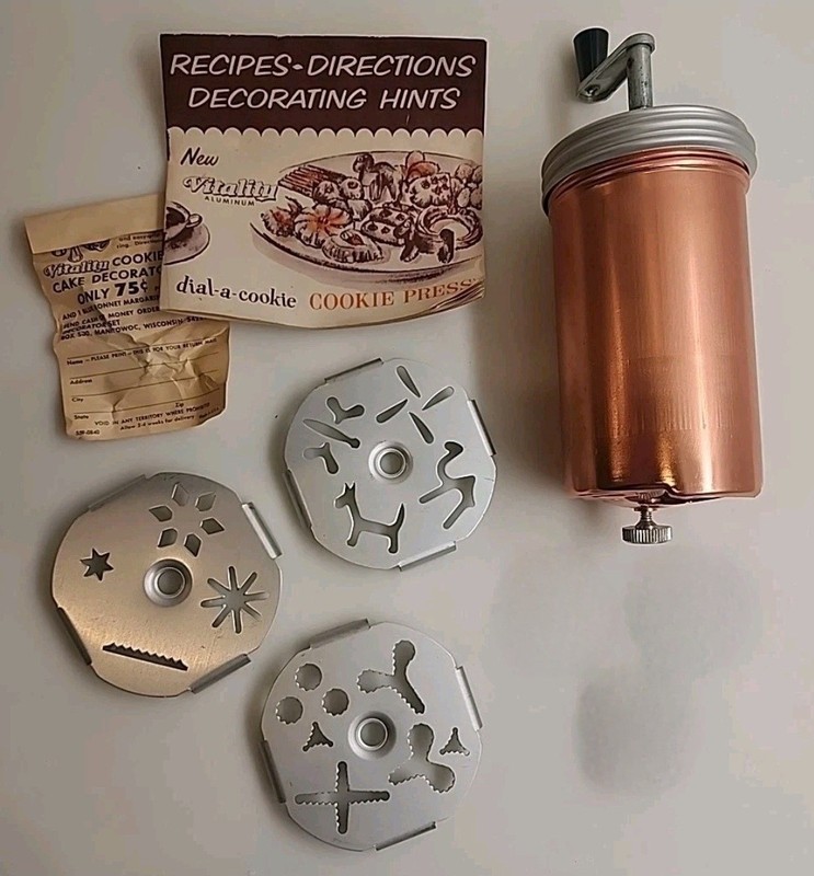 Mirro Cookie Press Dial-A-Cookie Spritz Rotating Dial Cooky Gun w/ Crank VTG