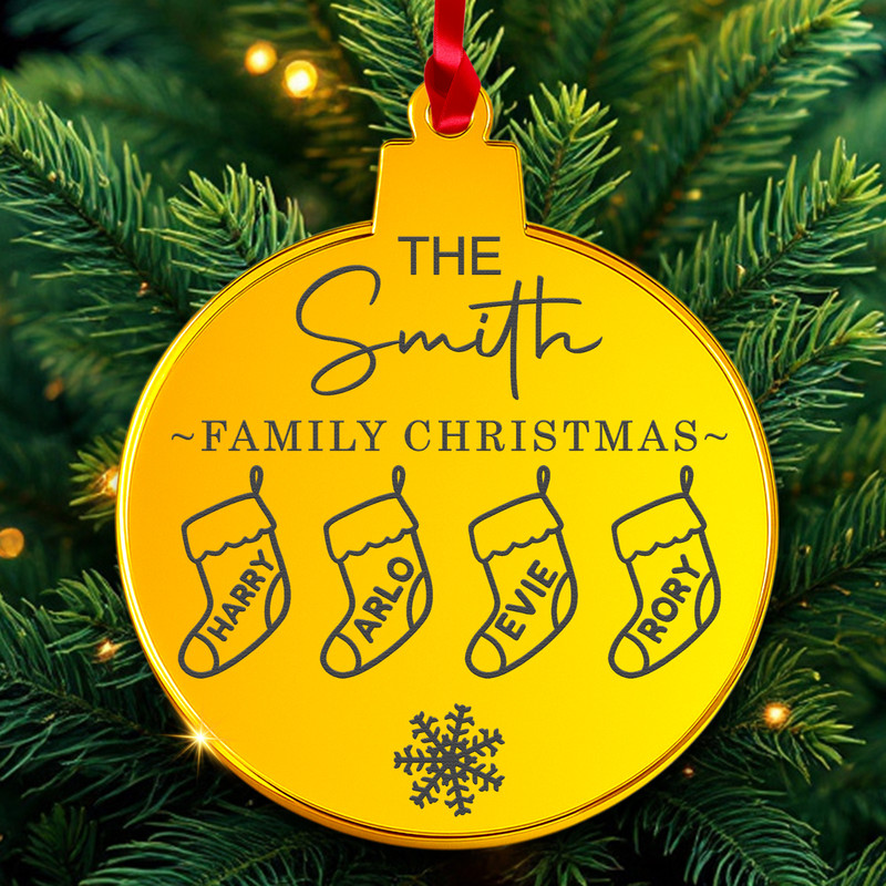 PERSONALISED Family Christmas Bauble Ornament Custom Acrylic 3mm gallery