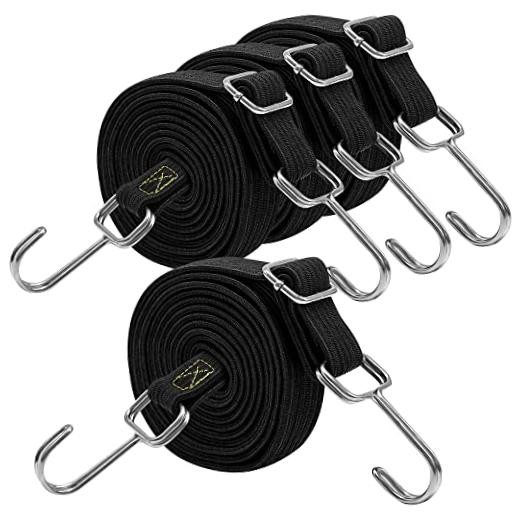 Bungee Cords Heavy Duty Outdoor, Long Adjustable 4pcs - 80inch-Black Black