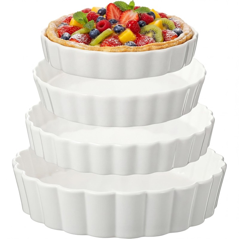 Teecyhooo 4 Packs Our ceramic pie pan set includes four sizes: 6″, 7, White