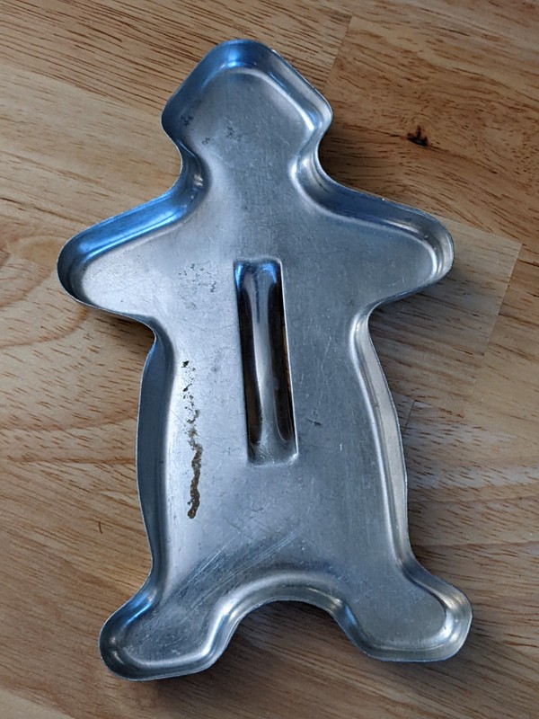 Vintage Metal Aluminum Christmas Cookie Cutter Gingerbread Man, 6" Tall handle gallery