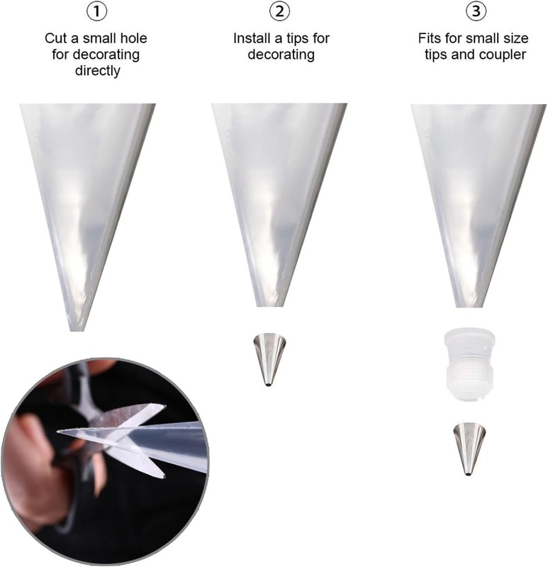 Piping Bags & Tips Set 100PCS 12 Inch Disposable Pastry Bags W/ Tips Cupcake gallery