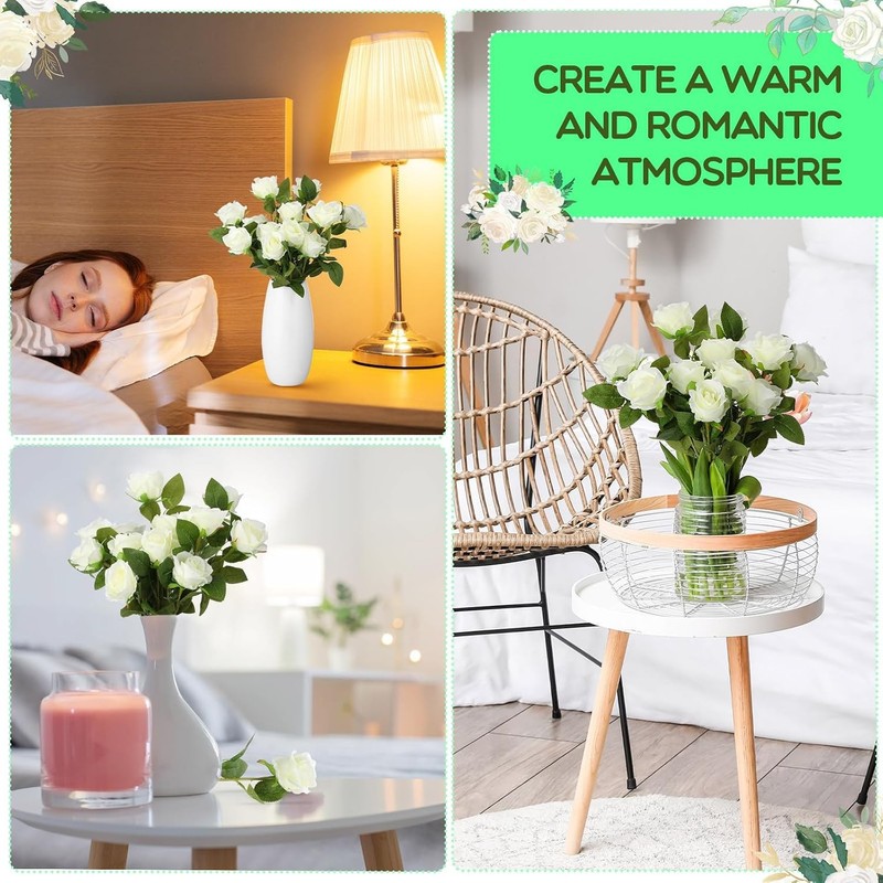 Hotop 80 Pcs Rose Artificial Flowers Bulk with Long Stem, Silk Roses Realistic gallery