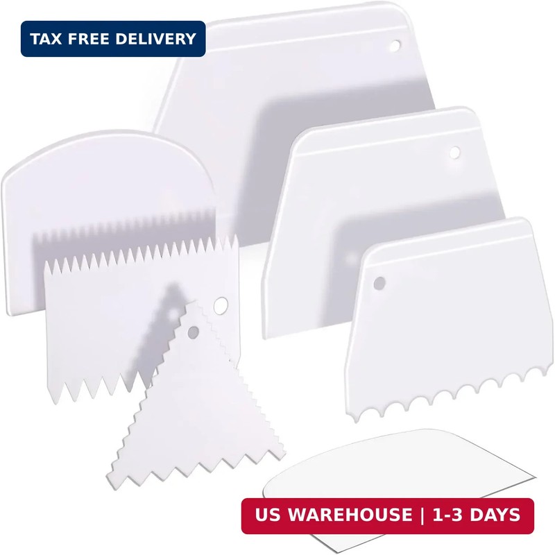 7PCS Cake Scraper Set Cake Smoother Dough Cutter Spatula Decorating Kit