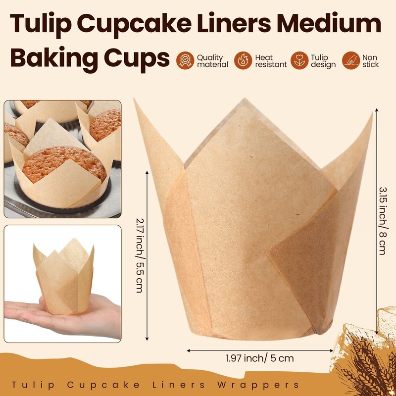 600 Pcs Tulip Cupcake Liners for Baking Muffin Liners Printed Baking Cups Hol... gallery
