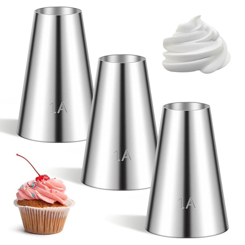 3 PCS 1A Piping Tip Set Large Round Professional Cake Decorating 1/2 Inch
