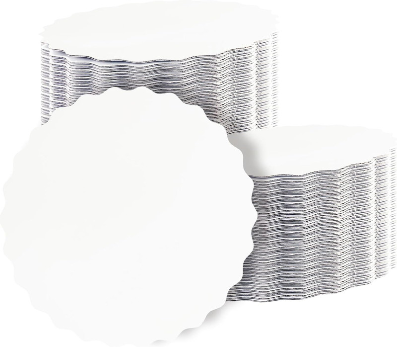 7 Inch White Wave Cake Boards round 15-Packs Circles Rounds Base Food-Grade Card