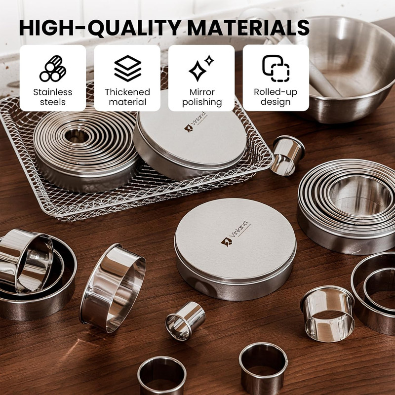 12 Pcs 304 Stainless Steel Biscuit Cutter Set - round Cookie Cutters for Baking gallery