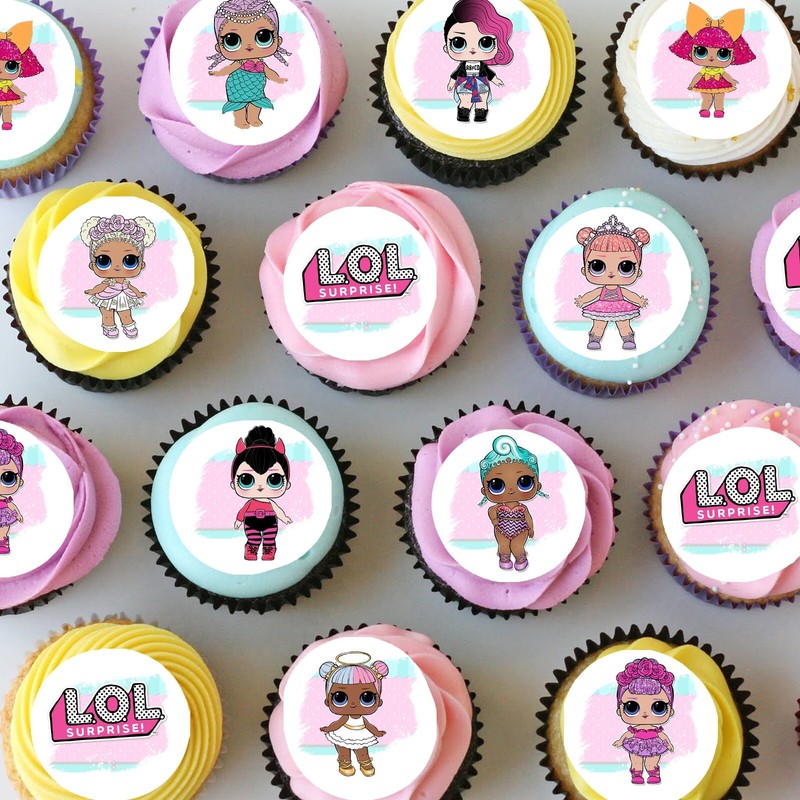 LOL Dolls Pre-cut Mini Edible Icing Cupcake or Cookie Toppers