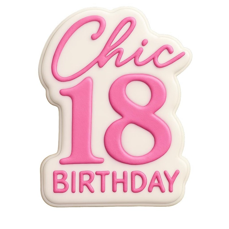 Chic 18 Birthday Cookie Cutter & Stamp, Fondant & Clay - 2.8x4 gallery