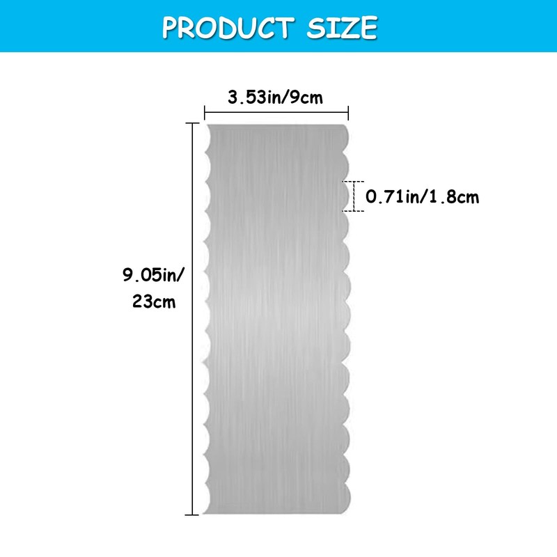 9 Inch Stainless Steel Cake Scraper Cake Decorating Tools Sided Patterned Edg... gallery
