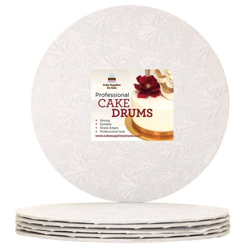 12 Pack 12 Inch White Round Thin Sturdy Cake Board Drums 1/4 Inch Thick