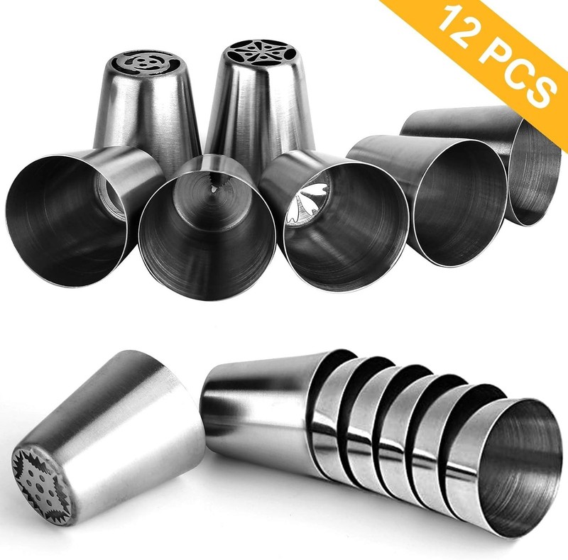 47 Pcs Russian Piping Tips Set, 12 Flower Frosting Nozzles Icing Tips for Cake D gallery