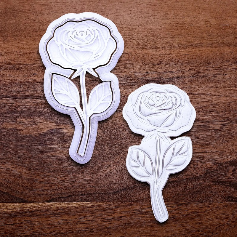 Rose Cookie Cutter Set and Optional Stamp: 2" to 10" Spring Wedding Baking Mold gallery