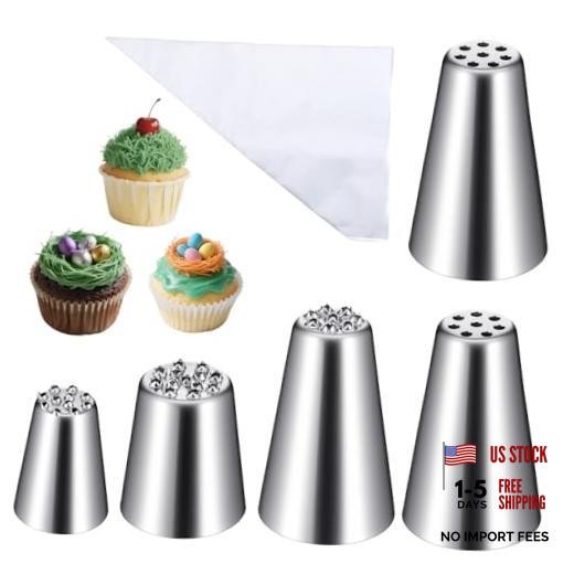 5 Pcs Grass Piping Tips for Cake Decorating, Stainless Steel Grass Icing Tips