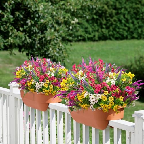 20 Packs Artificial Flowers Outdoor UV Resistant Fake Plants for Garden Mix gallery