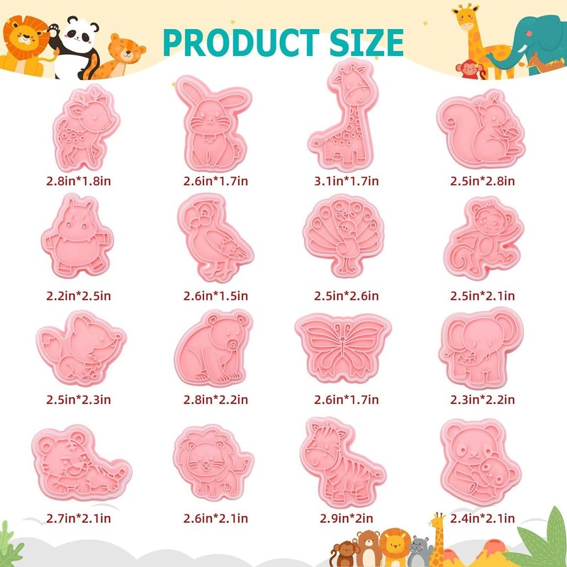 16 PCS Animal Cookie Cutters Set,3D Animal Shape Cookie Cutters, Animal1495 gallery