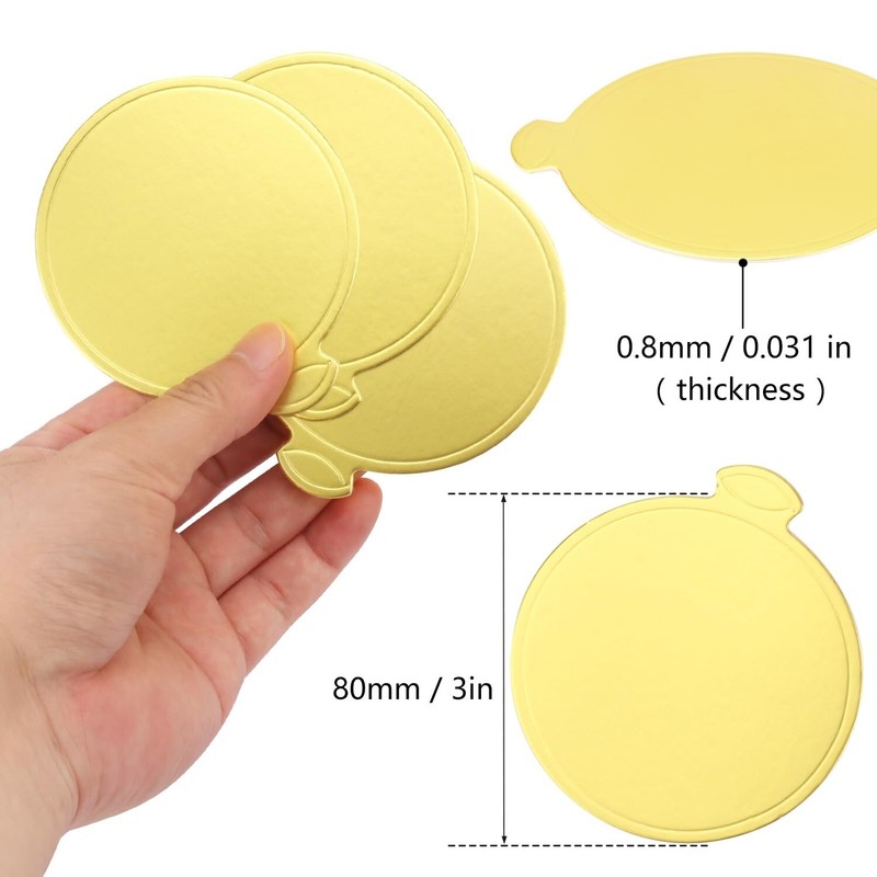 600PCS 3inch Mini Cake Boards, Premium Round Golden Mousse Cake Boards, Versa... gallery