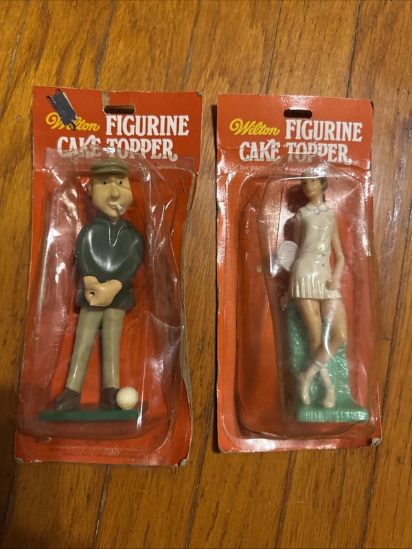 Vintage Woman Tennis Player & Oversized Racket Cake Topper Figurine Hong Kong