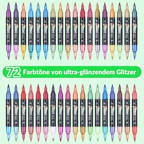 Glitter Effect Brush Markers Pens,72 Colors Dual Tip Glitter 36Pack 72Colors gallery
