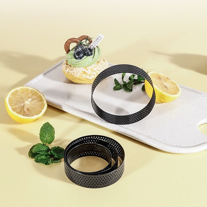 8PCS Stainless Steel Baking Rings with Holes 10cm Dessert Mold for Home Kitchen gallery