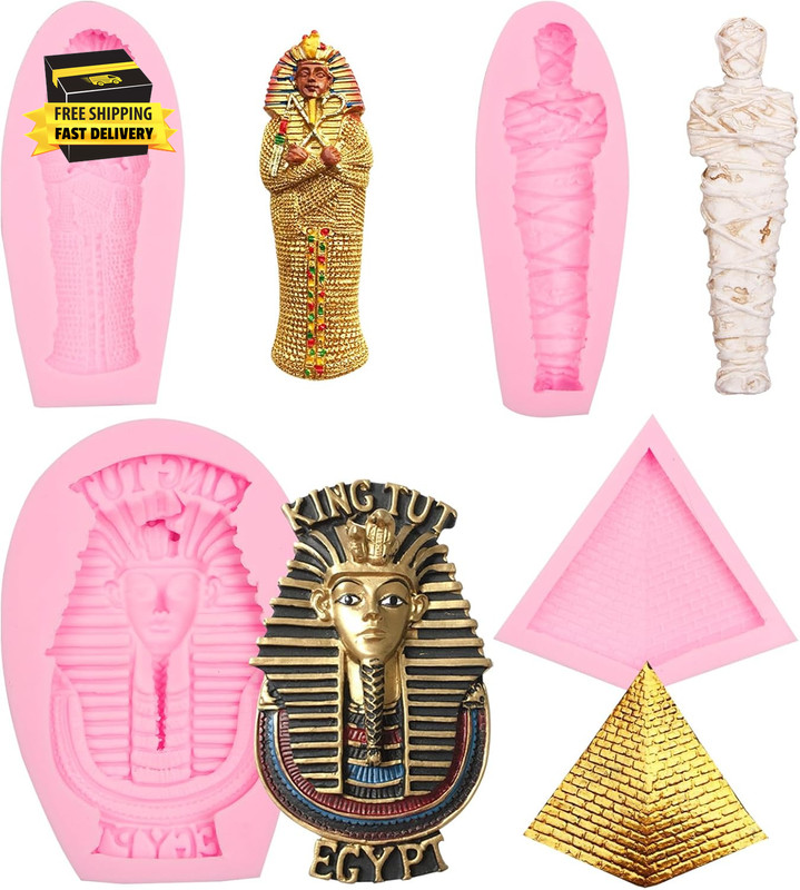 Egyptian Pyramid Silicone Molds 3D Mummy Chocolate Fondant Molds Egyptian Pharao