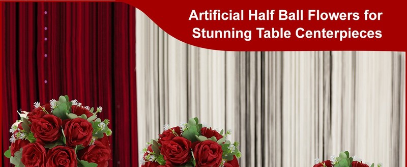 Artificial Flower Ball Wedding Centerpieces -10Pa Red Rose Silk Floral gallery