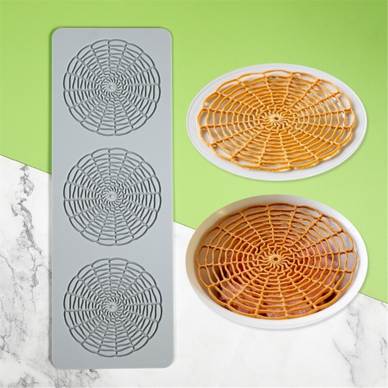 Fondant Impression Mats Pastry Moulds 3 Cavity Hollow Round Net Lace Mat gallery