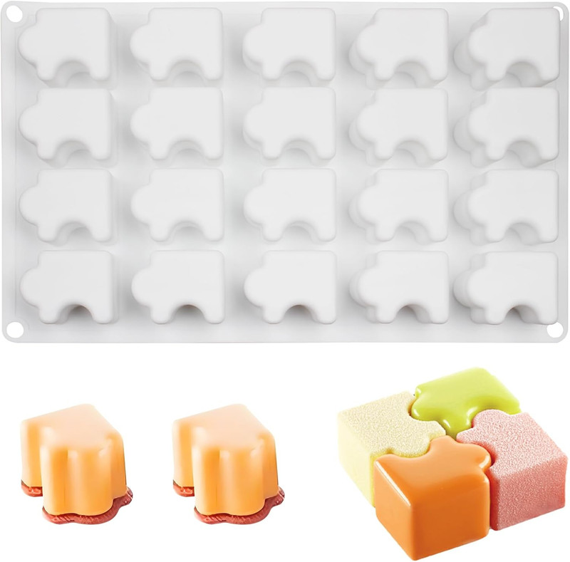 3D Puzzle Silicone Molds, 20-Cavity Baking Tray for Chocolate Pudding Mousse ... gallery