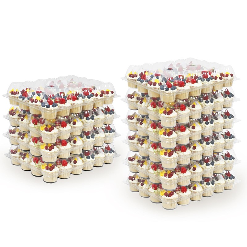 24 Count x 10 Sets Plastic Cupcake Containers, Durable and BPA-Free Cupcake H…
