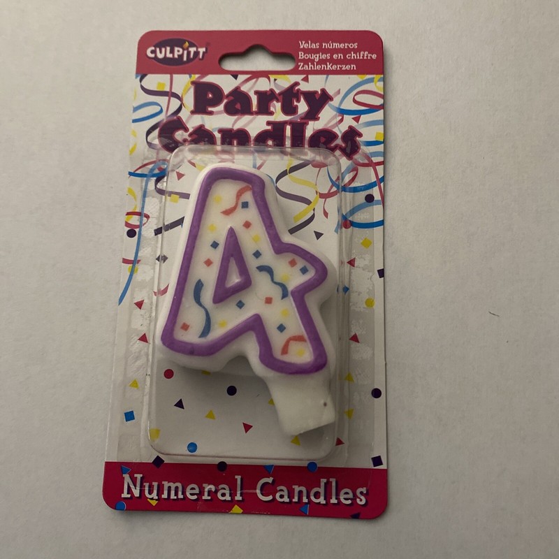 Birthday Party Cake Number Candle 4 Multicolor