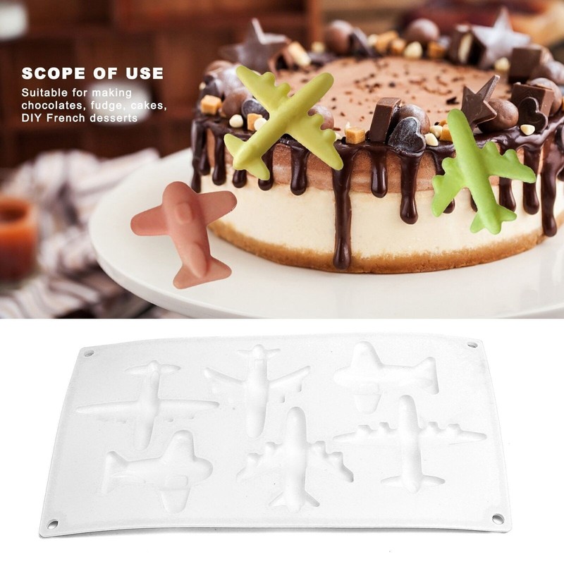 6 Grid Airplane Shape Mold Silicone Baking Chocolate Cake Decoration Mold