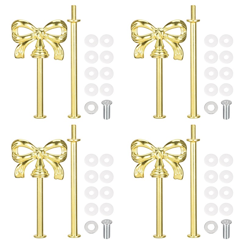 4 Set 2-Tier Cupcake Stand Hardware Fittings for Cake Stand, Bow-Knot Gold