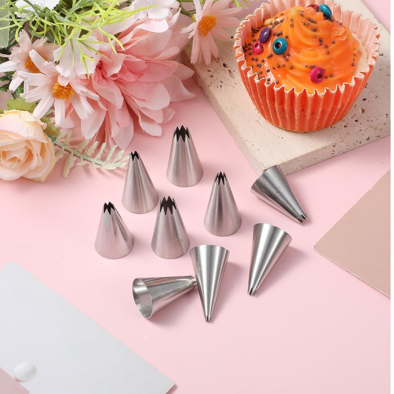 9Pcs Open Star Piping Tips Set, French Star Tube Set Frosting Nozzle Kit,Stai... gallery