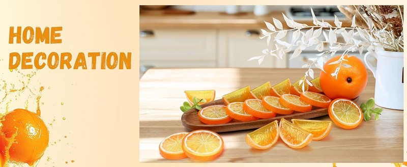 Worat 19 Pcs Artificial Fake Oran & Slices Blos Set Simulat gallery
