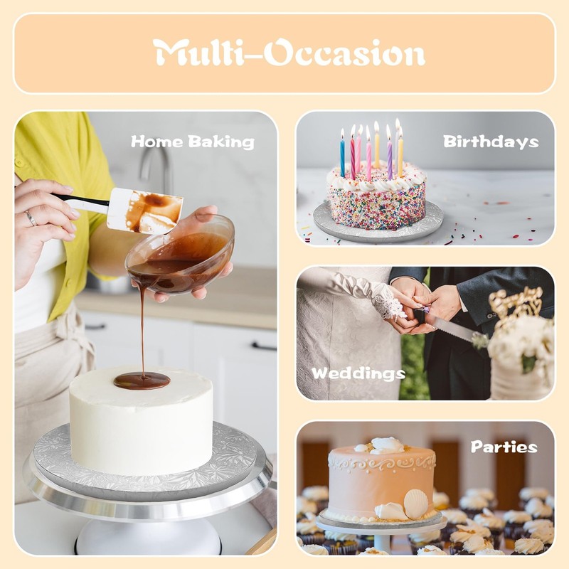 4-Pack 12 Inch Round Silver Cake Drums, 1/2 Inch Thick, Greaseproof, Sturdy gallery