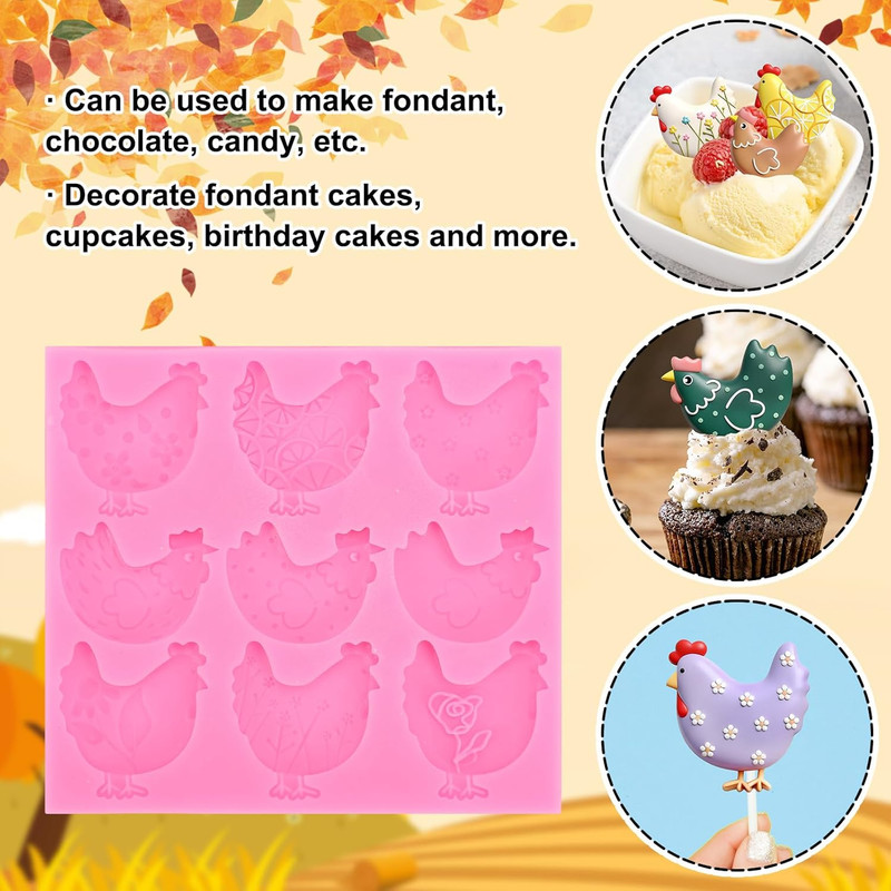 Chicken Fondant Molds Farmhouse Animal Silicone Baking Mould for Handmade DIY Ca gallery