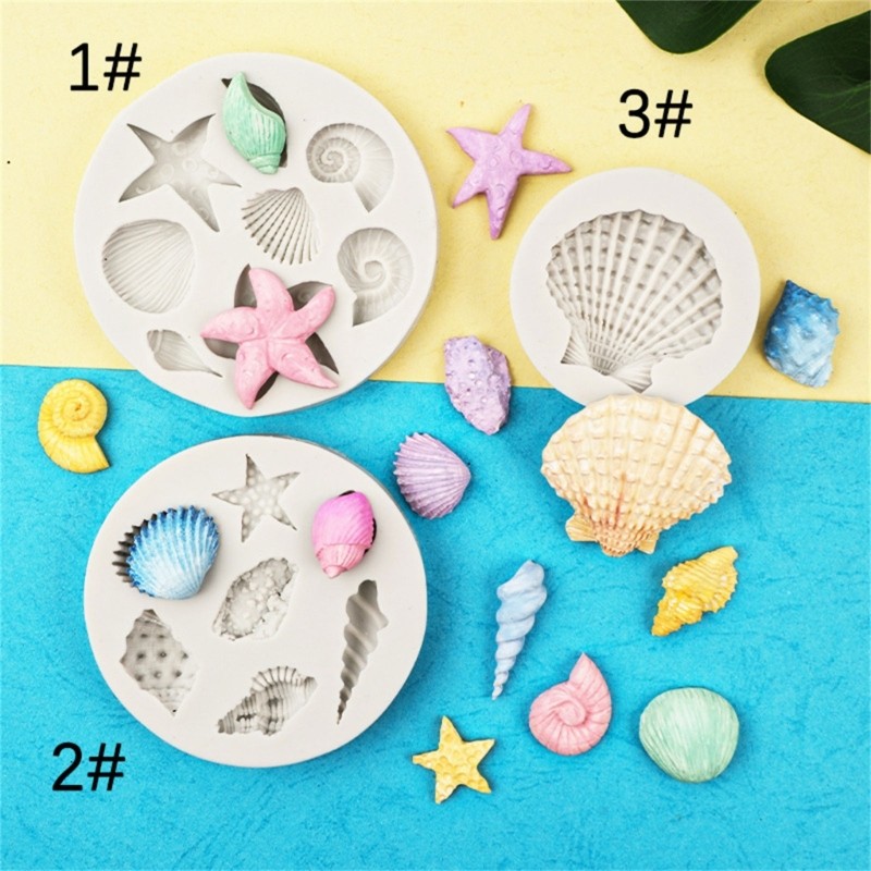 Seashells Conchs Starfishes Baking Molds Marine Theme Cake Fondant Silicone Mold gallery