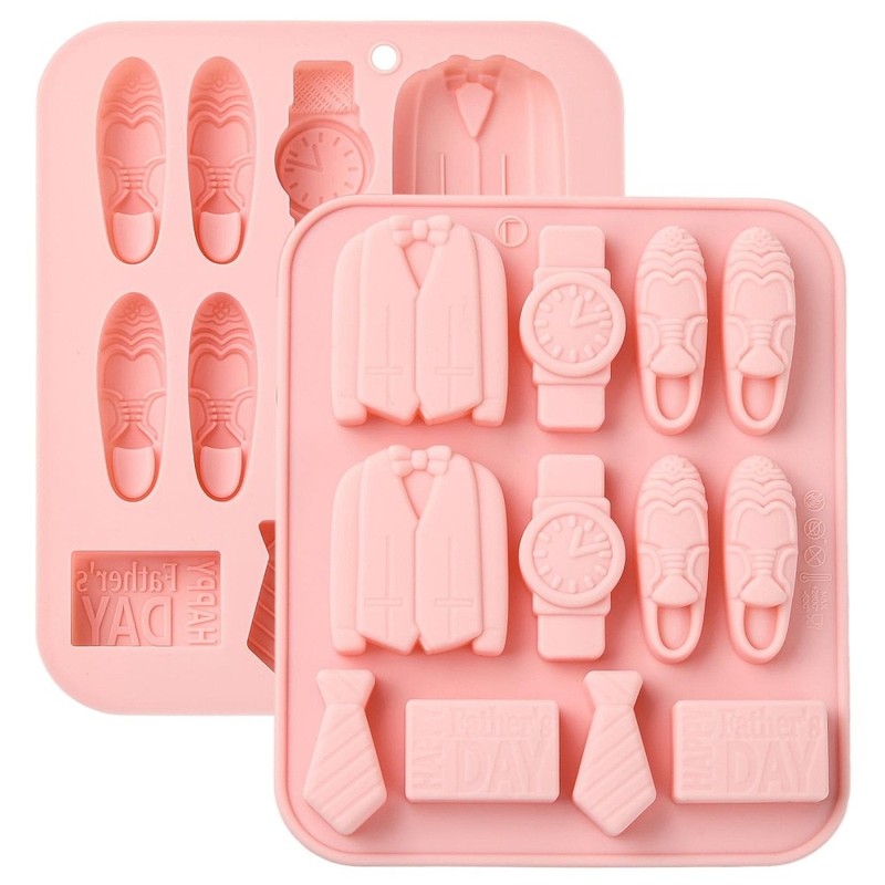 2pcs Father’s Day Themed Silicone Mold Watch Clothes Shape for Craft Cake Making