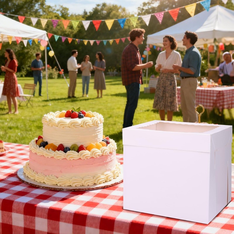 16 PCS 10x10x10 Inch Tall White Square Bakery Cake Boxes Take Out Containers gallery