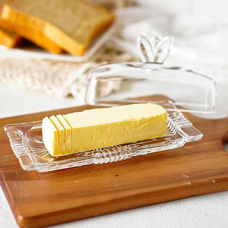 Butter Serving Tray Butter Container with Cover Dustproof Clear Butter Tray for gallery