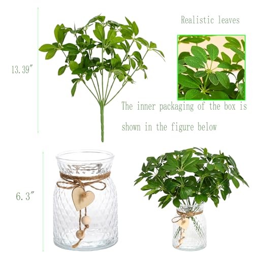 1 Set Artificial Plants Glass Vase Fake Touch Plants for Spring Office Green gallery